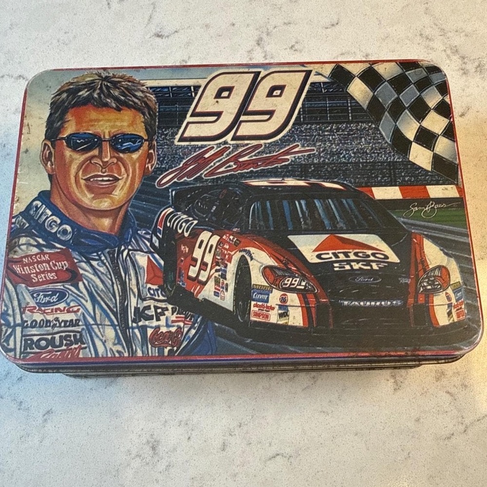 Vintage Jeff Burton NASCAR 99 Citgo Tin with Marbles Dice and Playing Cards‎